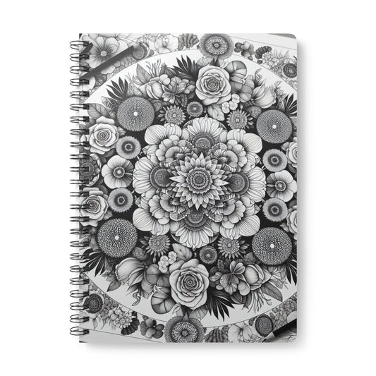 Wirobound Softcover Notebook, A5 flowers style